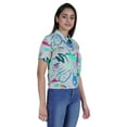 thumbnail image 3 of Moomaya Printed Short Top For Women Summer Casual Zip Collar Tee T-Shirts, 3 of 8