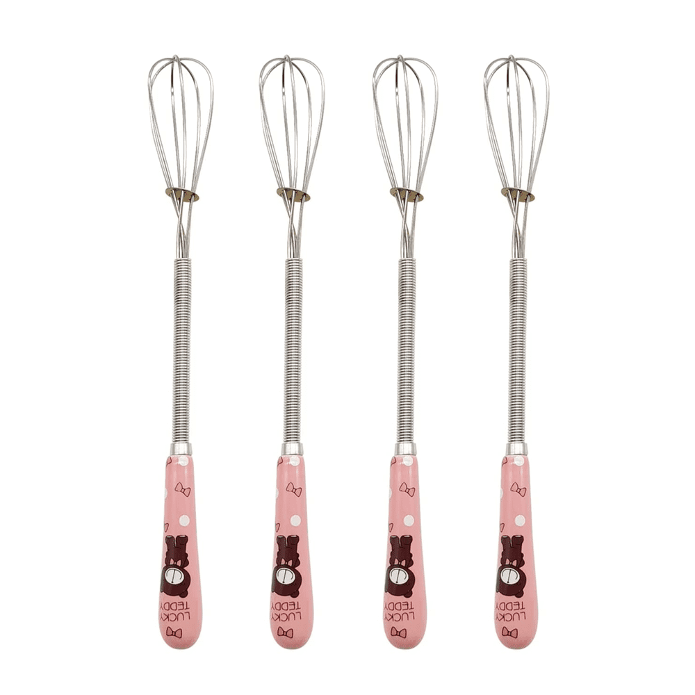 Small Whisks Stainless Steel Handle Mini Tiny Mixing Balloon Wire Whisks  Ceramic Whisk (4 Pieces) 