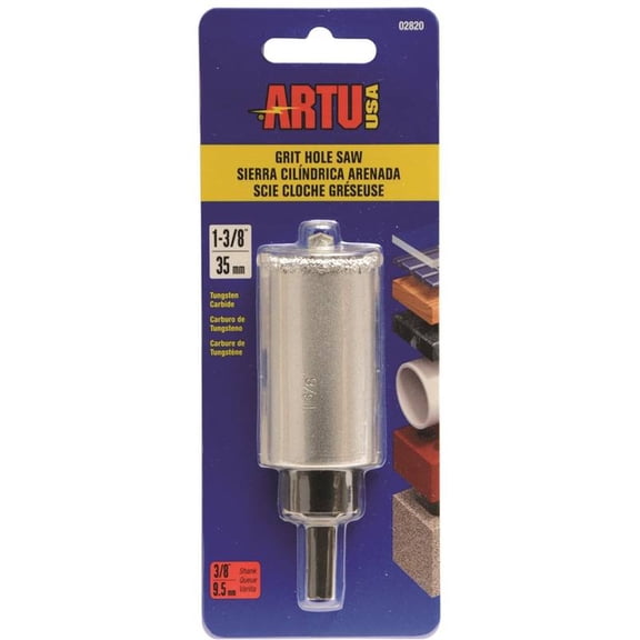 Tungsten Carbide Grit 1-3/8In Hole Saw w/Arbor &Pilot