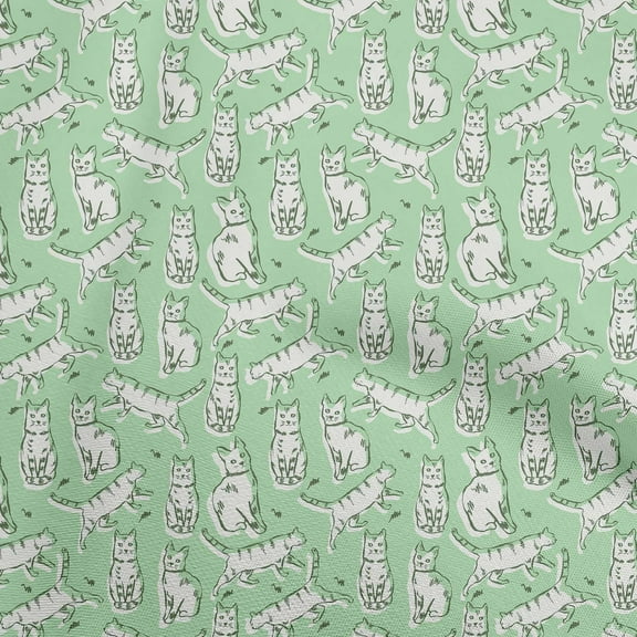 oneOone Polyester Lycra Mint Green Fabric Dog Diy Clothing Quilting Fabric Print Fabric By Yard 56 Inch Wide