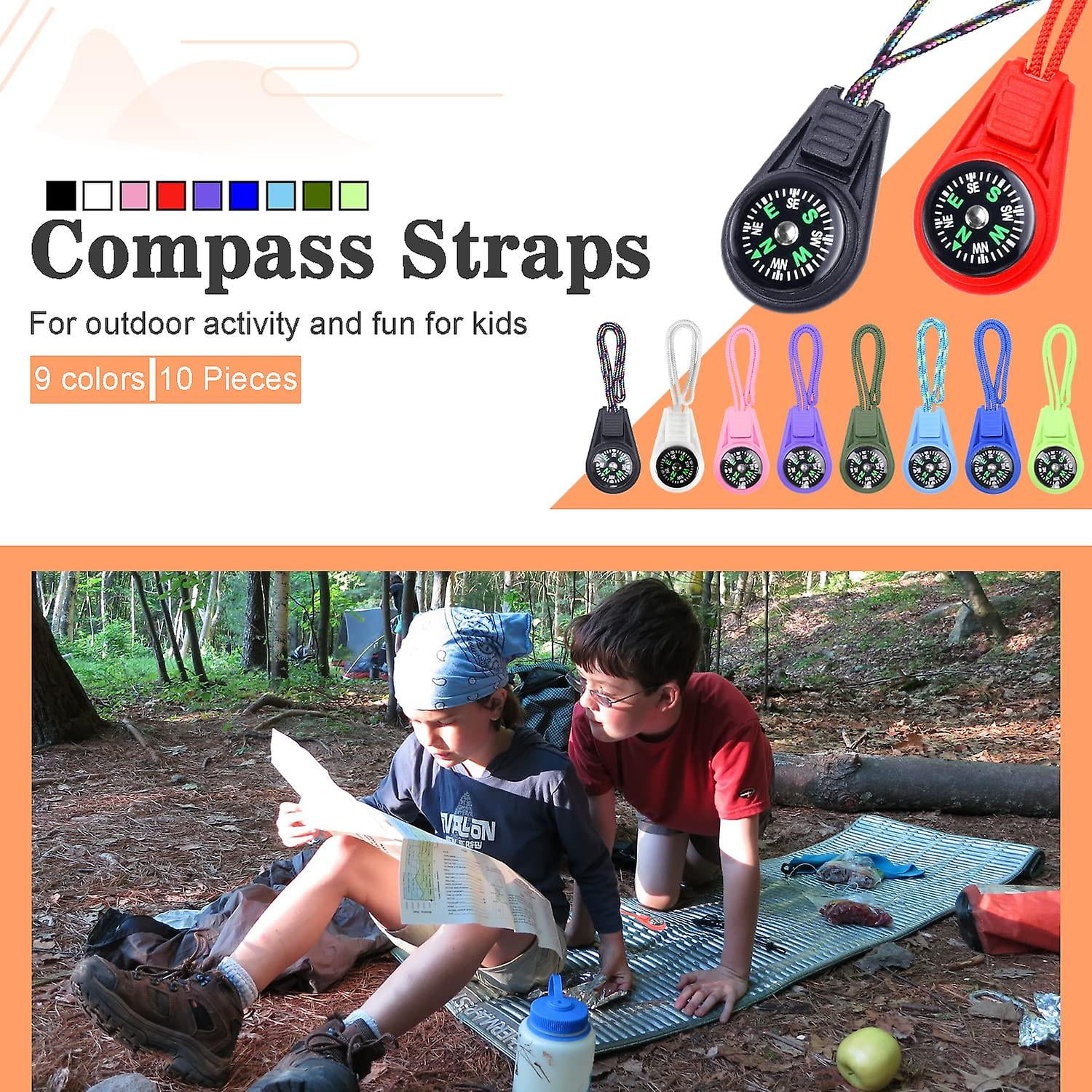 WIYETY Lot De 10 Boussoles Pour Enfants : Boussole D'extérieur Avec