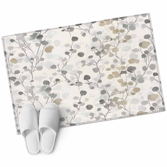 Gray Botanical Large Area Rugs for Bedroom Living Room, Soft Non Slip Carpet Bedside Rug, Farmhouse Spring Summer Floral Leaves Rectangular Floor Cover Kitchen Accent Rug 2'x3' for Dining Room/Office