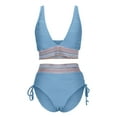 thumbnail image 5 of VBTAPA High Waisted Bikini Sets for Women Tummy Control Swimsuits Color Block Drawstring Womens Two Piece Bathing Suits 2025 Sales of Today Light Blue S, 5 of 6