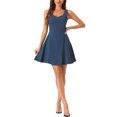 thumbnail image 2 of INSPIRE CHIC Women's Party Sleeveless Sweetheart Neck Fit and Fla Swing Cocktail Dress L Dark Blue, 2 of 6