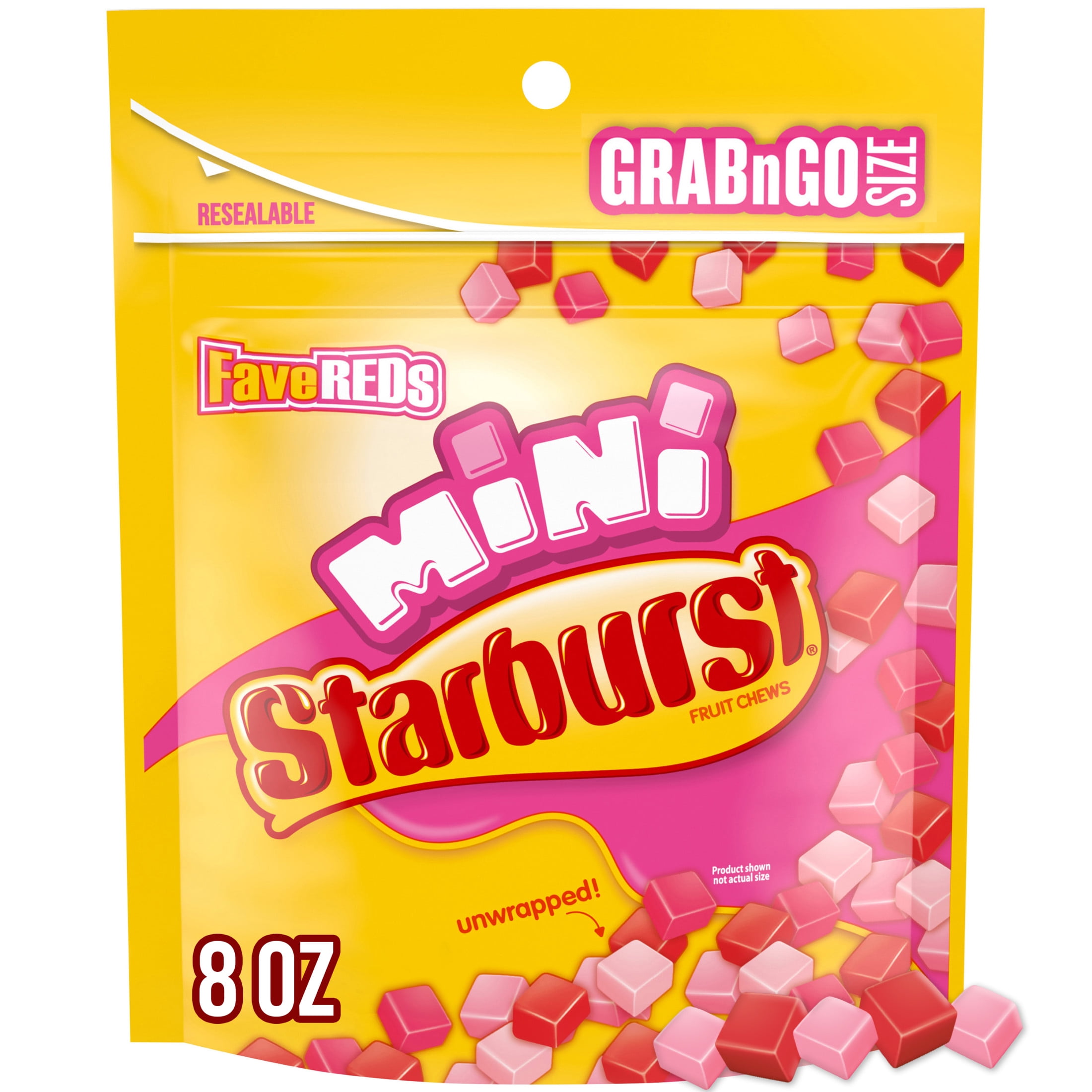 (2 pack) Starburst Favereds Minis Fruit Chewy Candy Grab N Go, 8 oz Bag