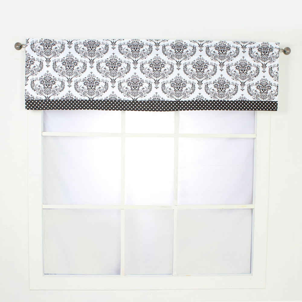 Classic Damask Black/White Window Treatments Curtain Panel/Valance