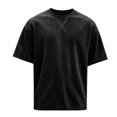 thumbnail image 6 of Men's Corduroy Crew Neck Short Sleeve T-Shirt, Loose Fit Casual Summer Textured Top, Fashion Streetwear 2XL, 6 of 6