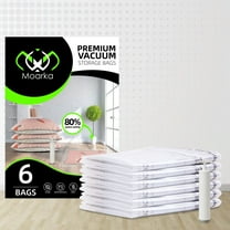 Vacuum Storage Bags - 6 Pcs Travel Compression Bags 6 Large Clothing Storage Bags with Hand Pump for Mattress, Bedding, Blanket, Duvet, Pillows, Comforters, Rug