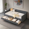 thumbnail image 3 of MAYEERTY Twin Size Upholstered Tufted Sofa Bed with Drawers, Dark Grey, 3 of 8