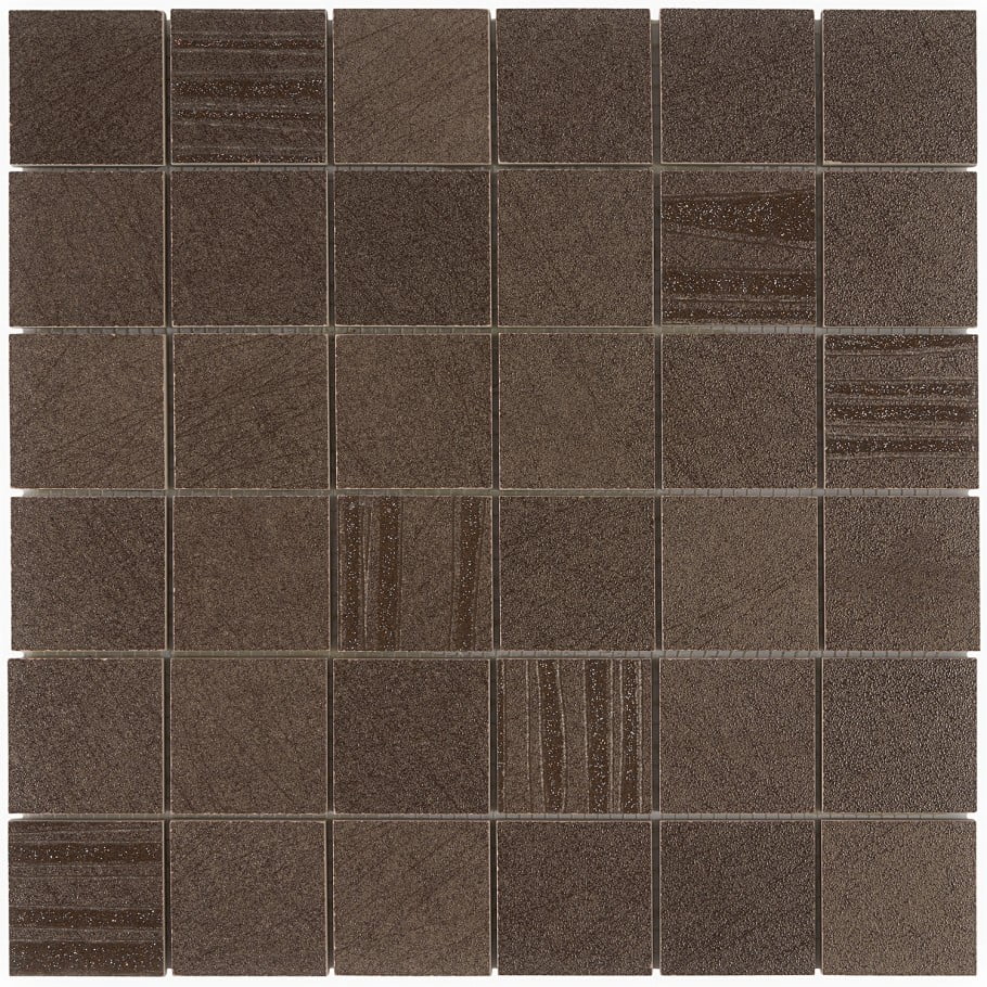 Bond Tile Remnant Brown 4 in x 8 in. Textured Mosaic Porcelain Floor and Wall Tile Sample