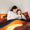 thumbnail image 5 of Feelyou Woodland Leopard Queen Comforter Set, Orange Sunset Bedding Comforter Set, 3pcs, 5 of 8