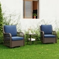 thumbnail image 1 of 3 Piece Swivel Rocking Patio Chair Set with 4 Inch Thick Cushions, All Weather Wicker Glider Chairs and Coffee Table, 360 Degree Rotation Outdoor Furniture for Porch Balcony Deck, Blue Apricot Red, 1 of 7