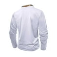 thumbnail image 5 of ZCFZJW Men's Long Sleeve Polo Shirt Casual Plaid Patchwork Dress Button Polo T Shirt with Pocket Basic Lightweight Collared Golf Shirt White M, 5 of 8
