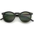 thumbnail image 2 of zeroUV Unisex Retro Horn Rimmed Keyhole Nose Bridge P3 Round Sunglasses 49mm (Shiny Black / Green) - 49mm, 2 of 5