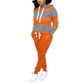 thumbnail image 3 of 2 Piece Outfits for Women Jogging Suits Tracksuit Sweatsuit Lounge Set Hoodie Sweatshirt Pant Sets Orange Gray S, 3 of 5
