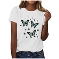 thumbnail image 3 of Busydd Tshirts Shirts for Women Fashion Round Neck Print Graphic Tees Casual Comfy Short Sleeve Summer Tops L, 3 of 5