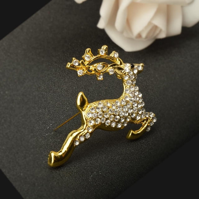 Reno Broches De Cristal Ciervos Navidad Elegante material de oro y material Broche Hugo Broche de ciervos