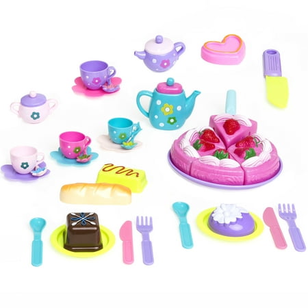 Best Choice Products 37-Piece Pretend Kitchen Cake Tea Foods Kids Party (Best Kitchen Playset For Older Child)
