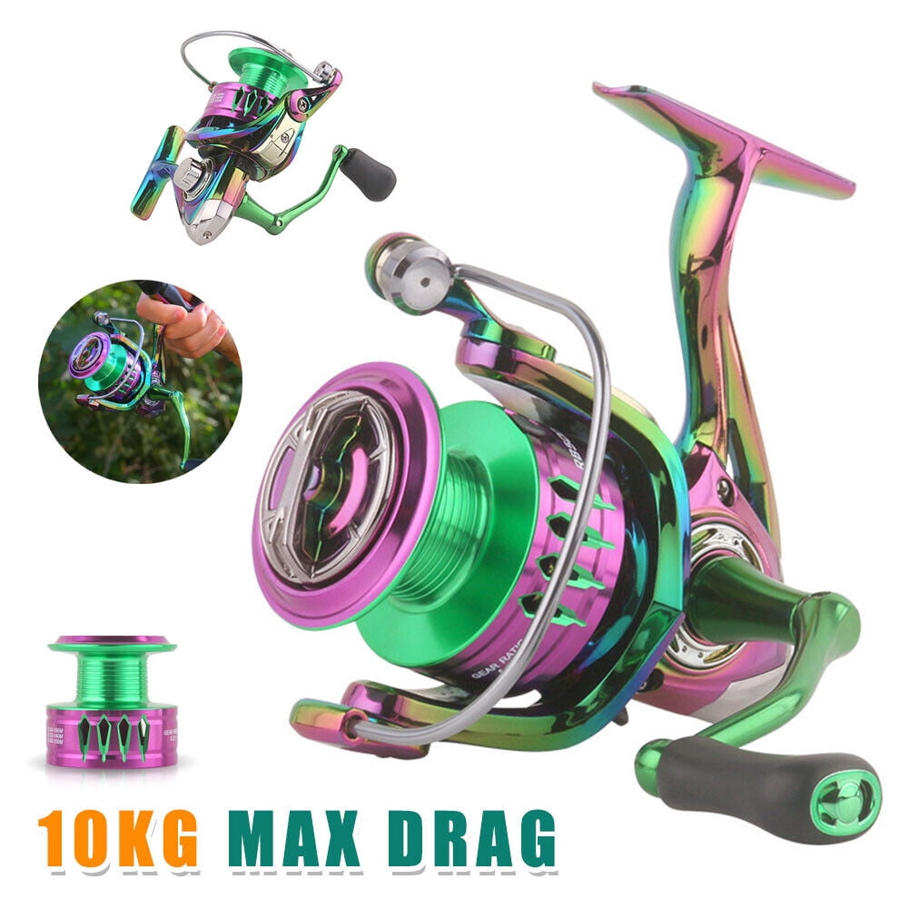Spinning Reel 10KG Max Drag Fishing Reel 5.2:1 Ratio Lightweight Metal Spool