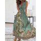 thumbnail image 2 of Vestido largo informal de verano con escote en V, sin mangas, ajustado, sexy, estampado blanco, floral, elegante, para fiestas y vacaciones, 2 of 5