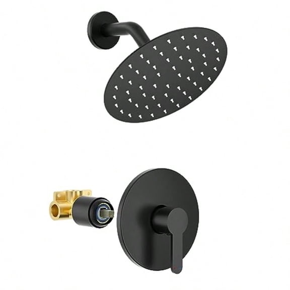 Shower Faucet Black Shower Faucet Set with 8-Inch Rainfall Showerhead Single-Handle Shower-Trim Kit Included Vae Matte Black