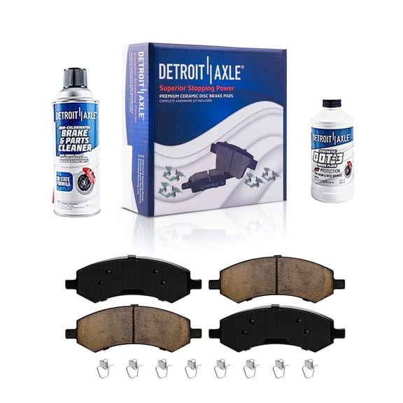 Detroit Axle - Front Brake Pads for Dodge Ram 1500 Durango Dakota Ram 1500 Classic Chrysler Aspen Mitsubishi Raider, Ceramic Brake Pads w/Hardware Replacement