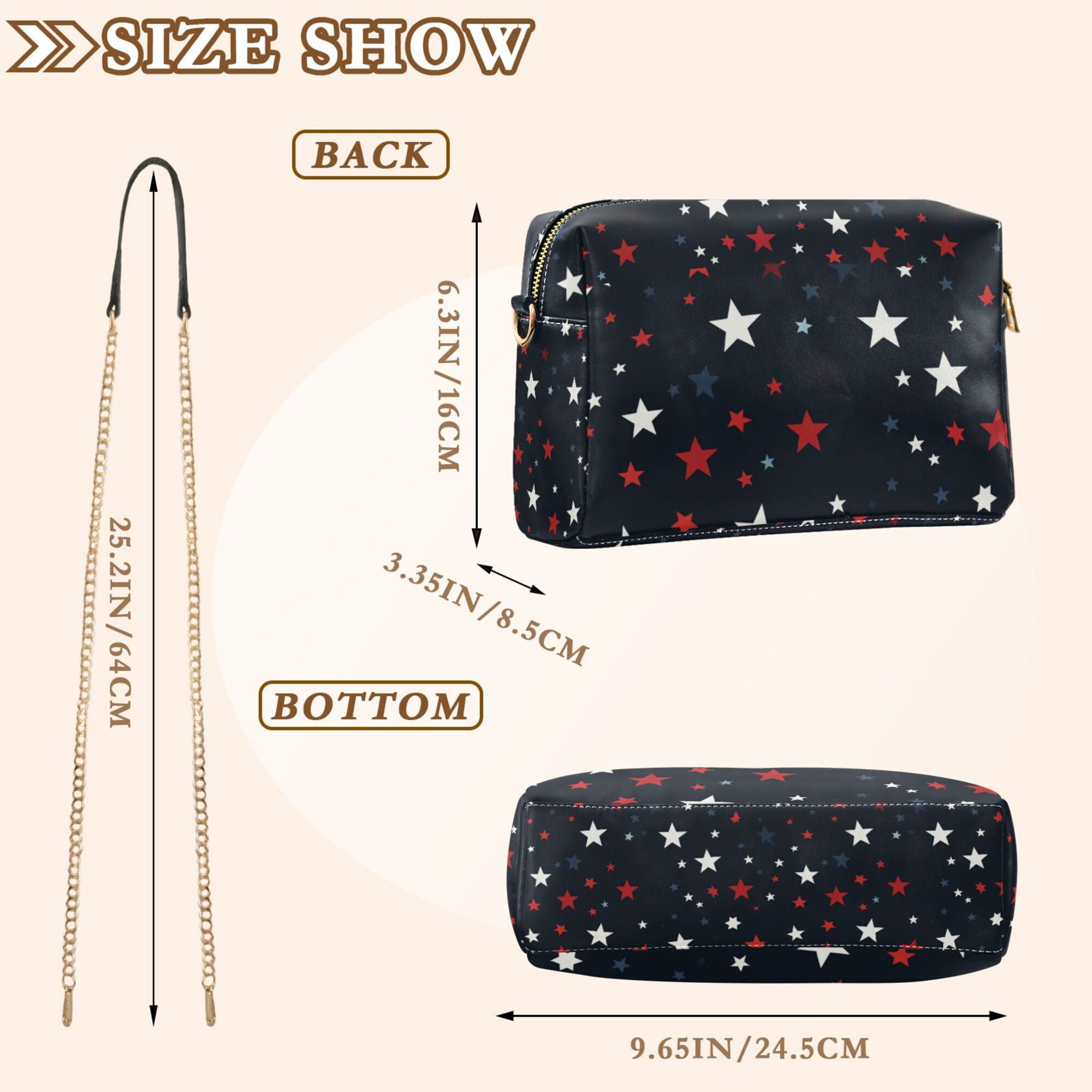 FORMRS Women Crossbody Purse with Chain Strap Vegan Leather Shoulder Handbag, Blue Stars Pattern