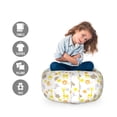 thumbnail image 2 of Cartoon Storage Toy Bag Chair, Jungle Animals Elephants Lions Giraffes Hippopotamuses Nature Inspired Design, Stuffed Animal Organizer Washable Bag, Large Size, Multicolor, by Ambesonne, 2 of 3