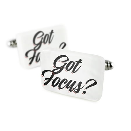 Cufflinks Vintage Lettering Got Focus? Porcelain Ceramic NEONBLOND