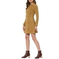 thumbnail image 4 of INSPIRE CHIC Robe Trapèze à Manches Longues pour Femme en Faux Suède à Col à Revers m Kaki, 4 of 6