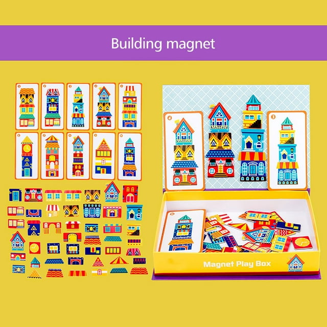 Children's Fun Magnetic Sticker Game Box Transportation Marine Building Puzzle Music Cartoon Magnetic Puzzle Early Education Educational Toys