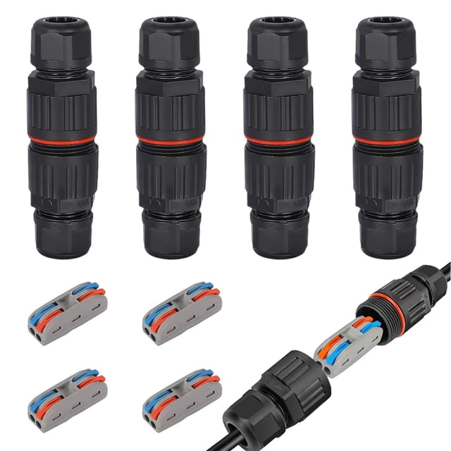 Conectores de cable Andefu de 2 pines impermeables IP68, paquete de 4