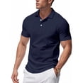 thumbnail image 2 of Stylish Polo Shirts Men Casual Collared Short Sleeve Button Up Golf Shirt Shirt Lightweight Quick Dry Work Shirts Navy XL, 2 of 9