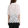 thumbnail image 3 of INSPIRE CHIC Women's Lace Shirt Work Mesh Sheer Floral Business Casual Top S White, 3 of 5