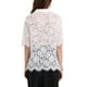 thumbnail image 3 of CAMISA DE ENCANTO PARA MUJERES CON RAYAS DE LANA MESH TRANSPARENTE FLORAL DE NEGOCIOS CASUAL M BLANCA, 3 of 5