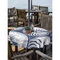 thumbnail image 2 of Outdoor Tablecloth with Umbrella Hole for Patio/Picnic/Party/Camping, Coastal Shell Navy Blue Waterproof Table Cloth Round Cover Washable, Summer Ocean Shell Beach (Dia 54"), 2 of 9