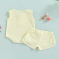 thumbnail image 4 of Babies Two-piece Summer Clothes Suit  Solid Color Sleeveless Button-down Romper and Drawstring Shorts, 4 of 7