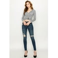 thumbnail image 5 of Made by Johnny Women's Deep V Neck Long Sleeve Cross Wrap Fitted Crop Top S HEATHER_GREY, 5 of 6