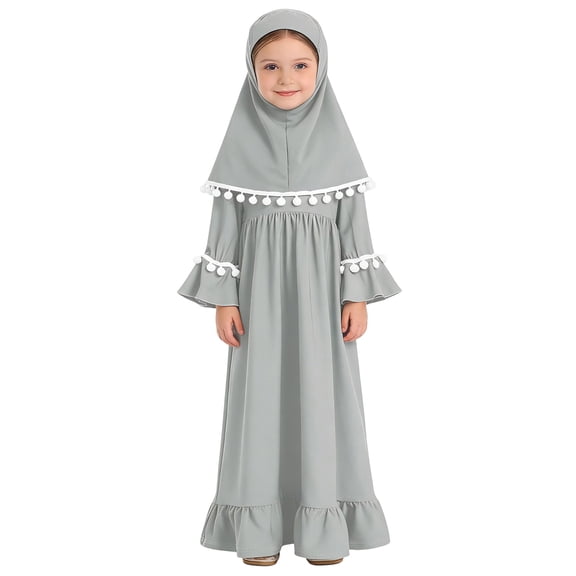 MEZZALL Elegant Prayer Abaya Dress And Hijab For Girls Worship Outfit Children Versatile Outfit Sets Casual Everyday Basics