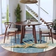 thumbnail image 3 of Blue Coastal Starfish Round Area Rug 8Ft Washable Large Circle Rugs for Living Room Dorm, Vintage Beige Nautical Coral Summer Non-Slip Carpet Floor Mats Indoor Outdoor Carpet Runner Home Decor, 3 of 8