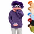 thumbnail image 3 of Big Mouth Pullover Hoodies Unisex Flannel Hooded Sweatshirt, Funny 3D Character Face Oversized Hoodie with Front Pocket for Casual Daily Party Streetwear, 3 of 8