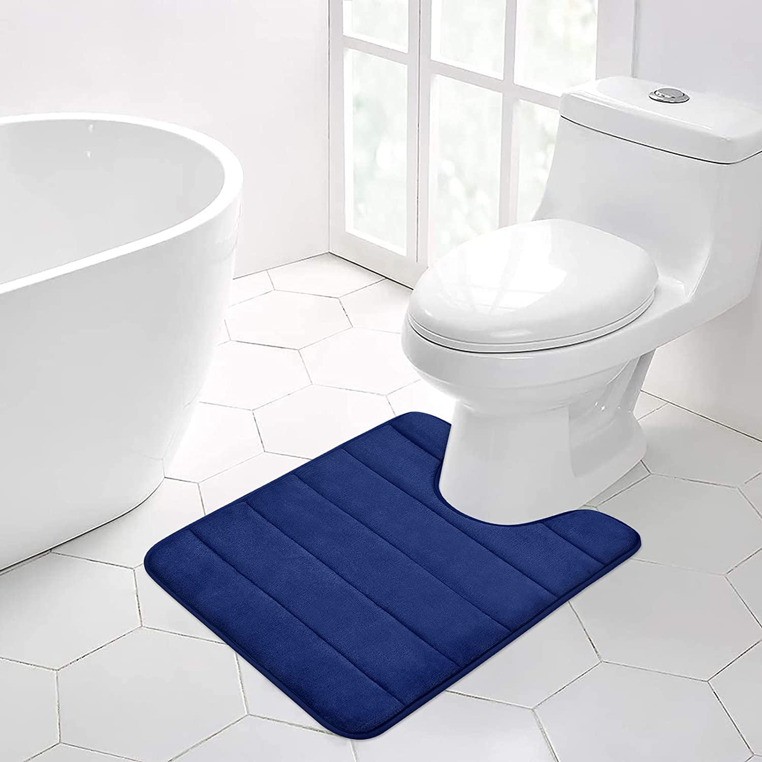 Details about   Mainstays Memory Foam 3 Piece Bathroom Rug Set Navy Blue 