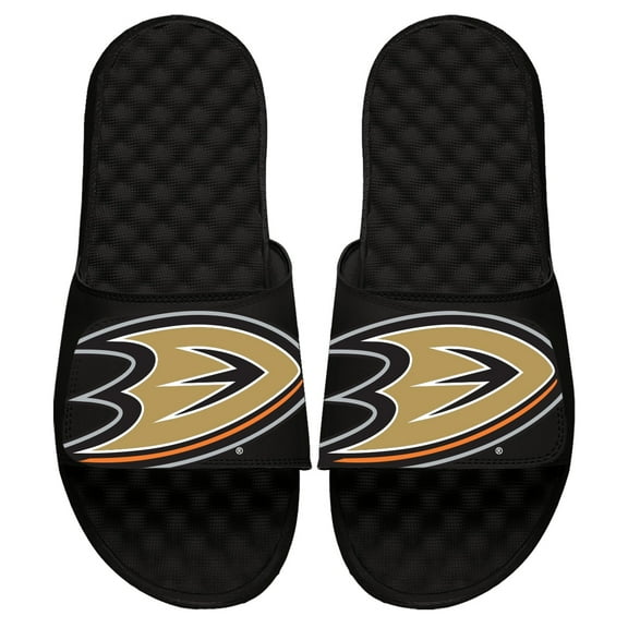 Men's ISlide Black Anaheim Ducks Blown Up Logo Slide Sandals