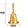 thumbnail image 3 of Christmas Hand Bell with Wooden Handle, Embossed Metal Vintage Service Call, Festive Holiday Decor for Wedding, Party, Home, Tabletop Seasonal Display, 3 of 7