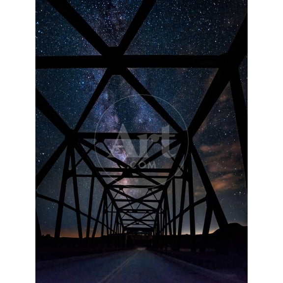 Silhouette of Morrin Bridge at night, Highway 27, Morrin, Alberta, Canada, Scenic Unframed Photographic Print Wall Art Sold by Art.Com