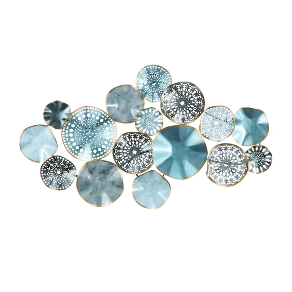 DecMode Multi Colored Metal 3D Overlapping Discs Plate Wall Decor