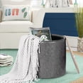 thumbnail image 6 of Homebeez PU Round Storage Ottoman Footrest Stool, Coffee Table with Removable Wooden Lid for Bedroom/Living Room, Gray 18.7"D x 15.5"H, 6 of 6