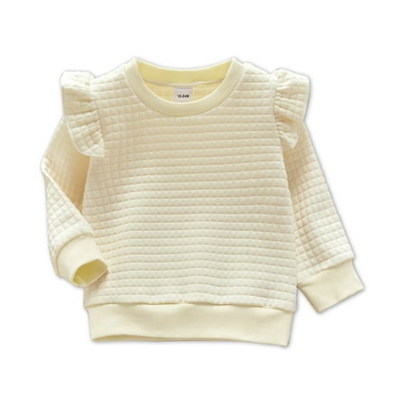 

PatPat Toddler Textured Ruffled Solid Pullover Sweatshirt for Girl Sizes 18M-6Y