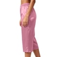 thumbnail image 5 of Hxshgdsn Womens Satin Cropped Wide Leg Pants Elastic Waist Casual Capri Trousers for Summer Home Relax Daily Casual Outings（Light Blue/L）, 5 of 7
