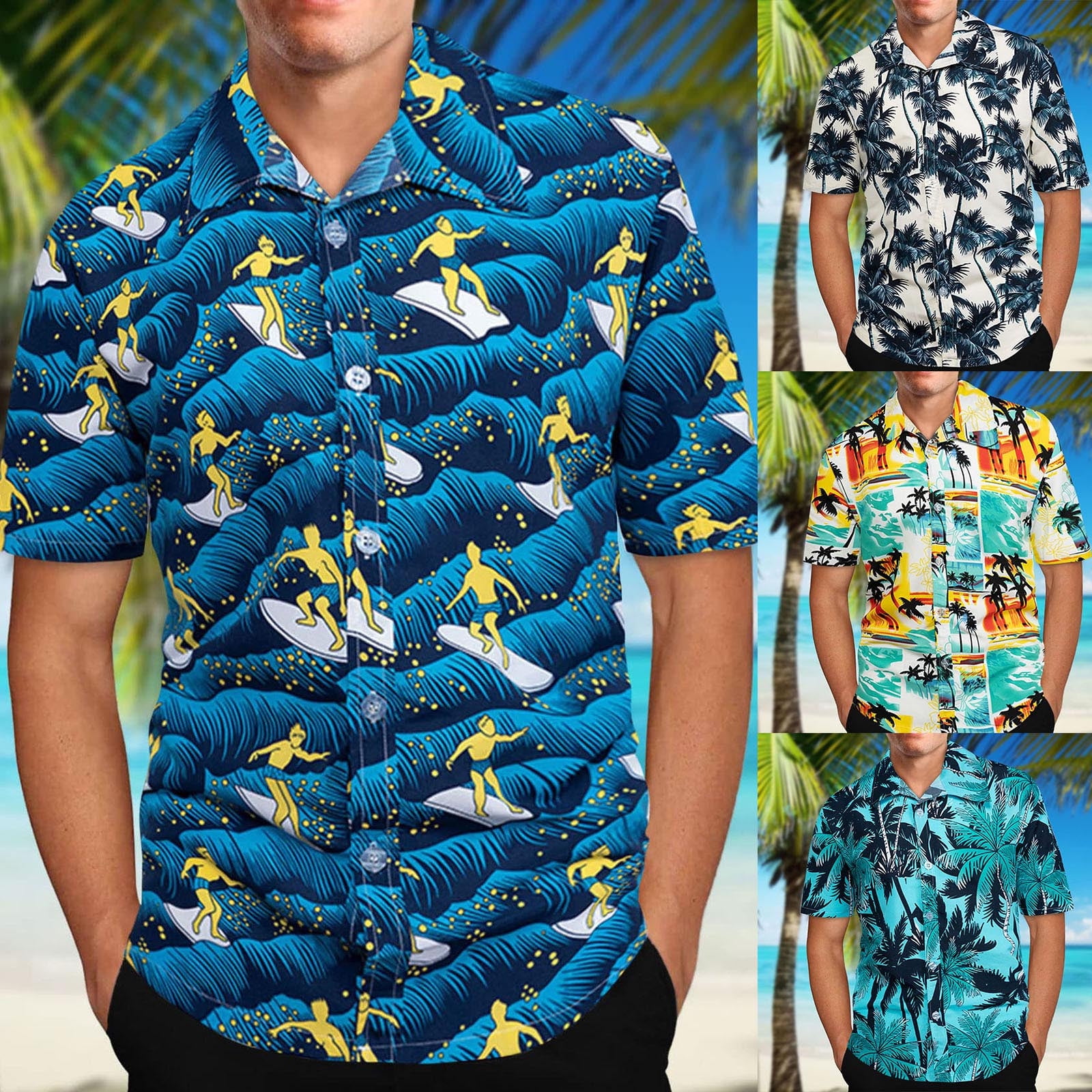 YOUJUNER Chemise hawaïenne à manches courtes pour homme - Motif singe gorille - Manches courtes - Style décontracté - À boutons, Multicolore, XXL